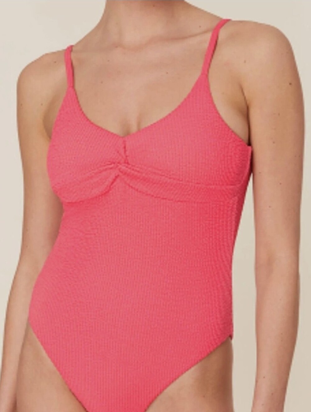 Andie Swim Coral Ribbed One-Piece Swimsuit (C10)